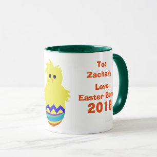 Easter Bunny Yellow Chick Eggs Name Mug