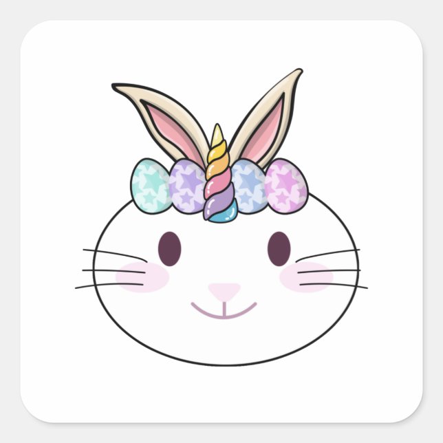 EASTER BUNNYCORN SQUARE STICKER (Front)
