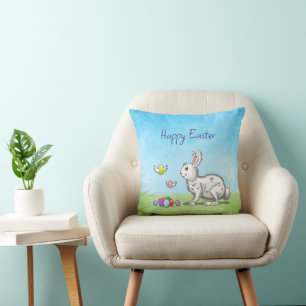 Easter Bunny's Egg Hunt Throw Pillow