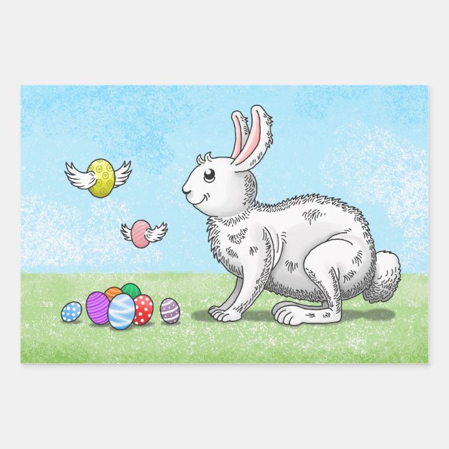 Easter Bunny's Egg Hunt Wrapping Paper Sheets (Front)