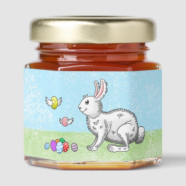 Easter Bunny's Flying Eggs Honey Jar Favors (Front)