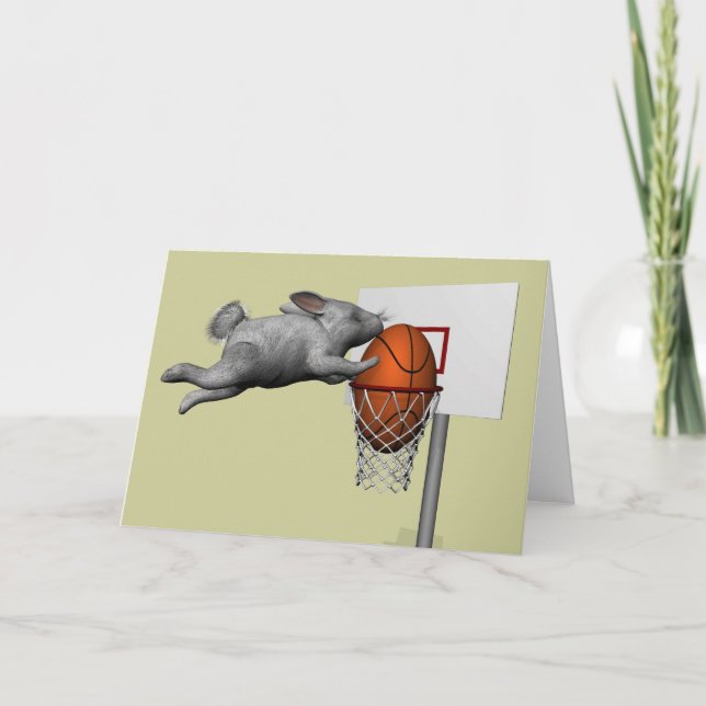 Easter Bunny's Perfect Slam Dunk Holiday Card (Front)