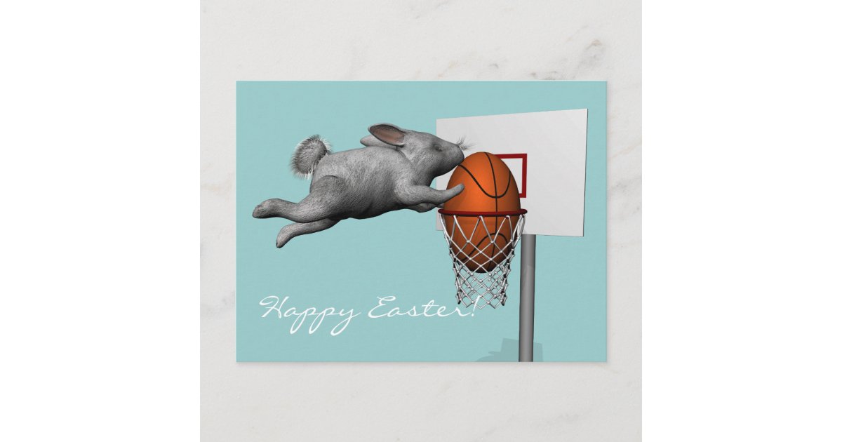 Easter Bunny's Perfect Slam Dunk Holiday Postcard Zazzle