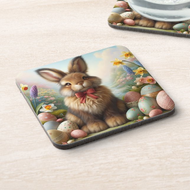 Easter butcher with a cute rabbit beverage coaster (Left Side)
