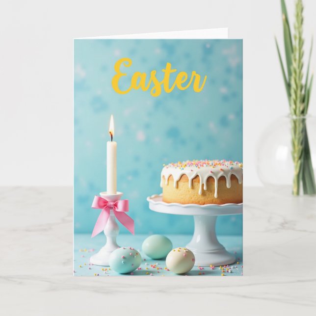 Easter Cake And Candle Spring Card (Front)