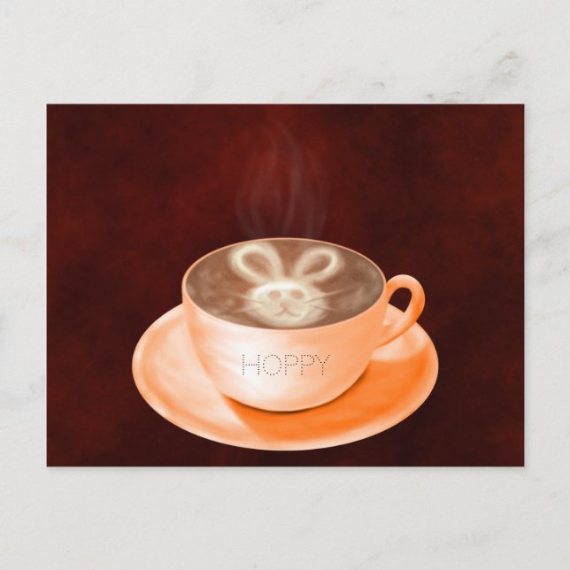 Easter Cappuccino Art Bunny Postcard (Front)