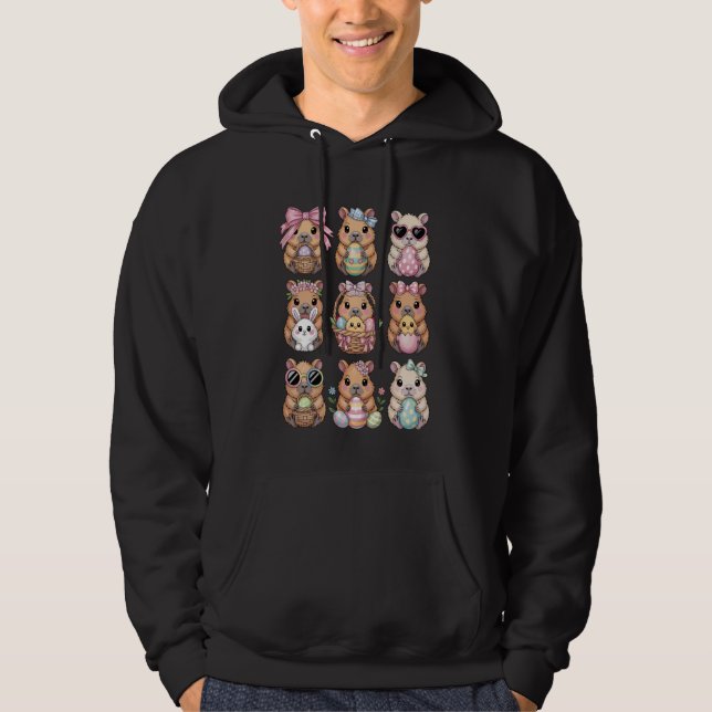 Easter Capybaras Cute Capybara Egg Hunting Bunny K Hoodie (Front)