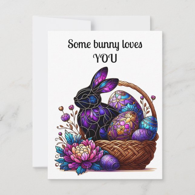 Easter Card bright beautiful bunny design (Front)