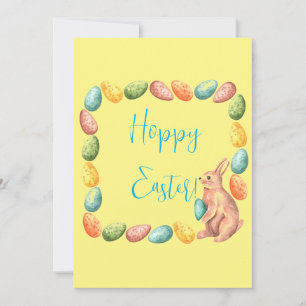 Easter Card - Bunny Eggs - Cute - Hoppy Easter
