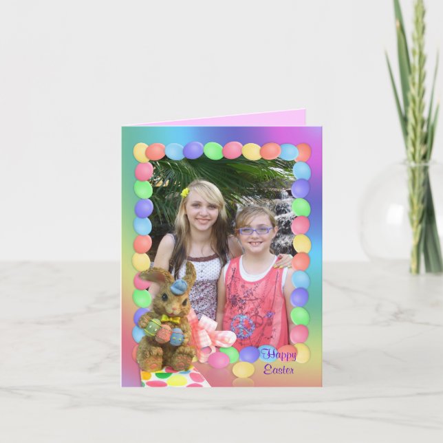 Easter Card bunny rainbow Photo  frame (Front)