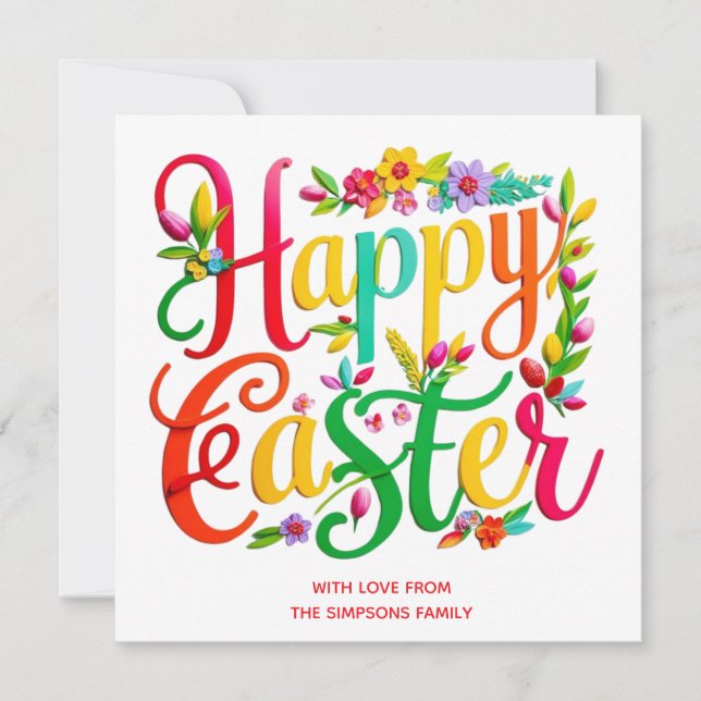 Easter CarD Colorful spring  personalized Card (Front)