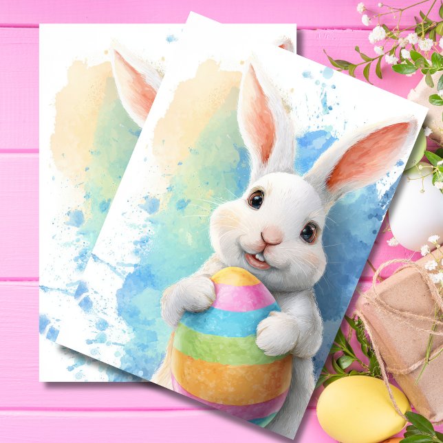 Easter Card cute Easter Bunny with Easter Egg Tissue Paper (Creator Uploaded)