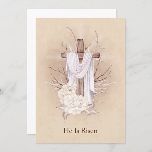 Easter Card Floral Cross He is risen Thank You Card