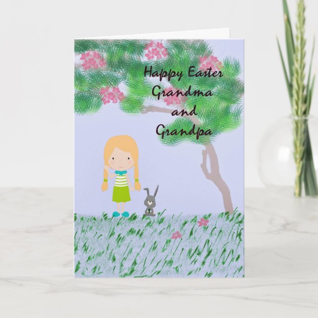 Easter Card for Grandma & Grandpa from Girl (Front)
