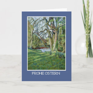 Easter Card, German Greeting, Riverbank in Spring Holiday Card