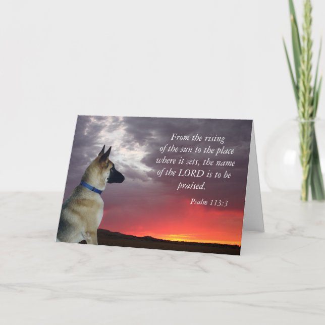 Easter Card German Shepherd Psalm 113:3 (Front)