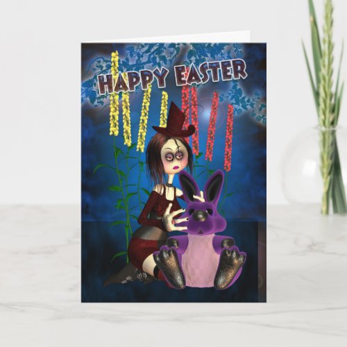Easter Card _ Gothic Rock Chick And Easter Bunny