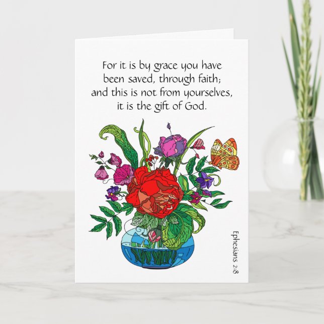 Easter Card, Painted Flowers, Ephesians Verse Holiday Card (Front)