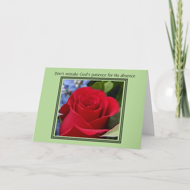 Easter Card, Red Rose Blossom, Deuteronomy Verse Holiday Card (Front)