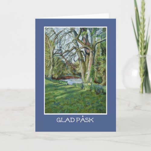 Easter Card Swedish Greeting Riverbank in Spring Holiday Card