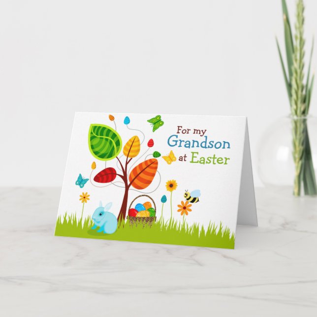 Easter Card Tree Eggs for Grandson (Front)