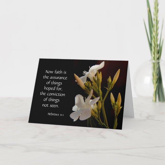 Easter Card, White Flowers, Bible verse on faith Holiday Card (Front)