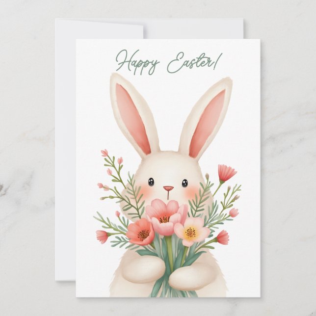Easter card with a bunny in pastel colors (Front)