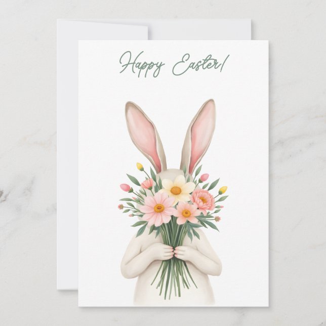 Easter card with a bunny in pastel colors (Front)
