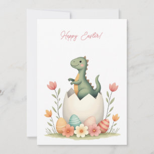Easter card with a dinosaur in pastel colors