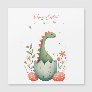 Easter card with a dinosaur in pastel colors