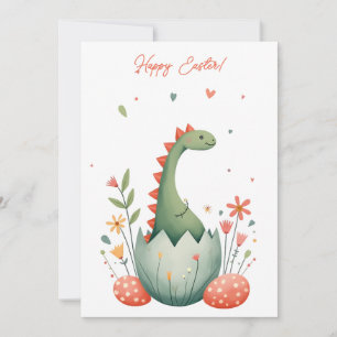 Easter card with a dinosaur in pastel colors