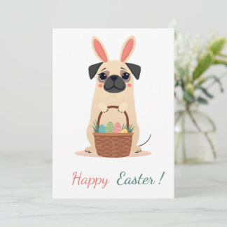 Easter card with a picture of a pug