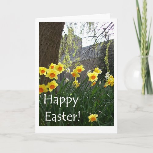 Easter Card with Daffodils and Church