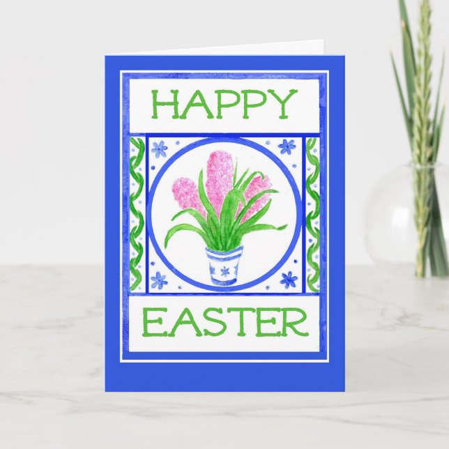 Easter Card with Pink Hyacinths (Front)