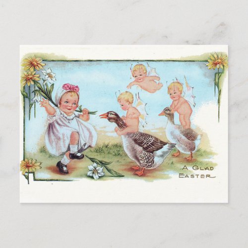 Easter Card with Vintage Illustration