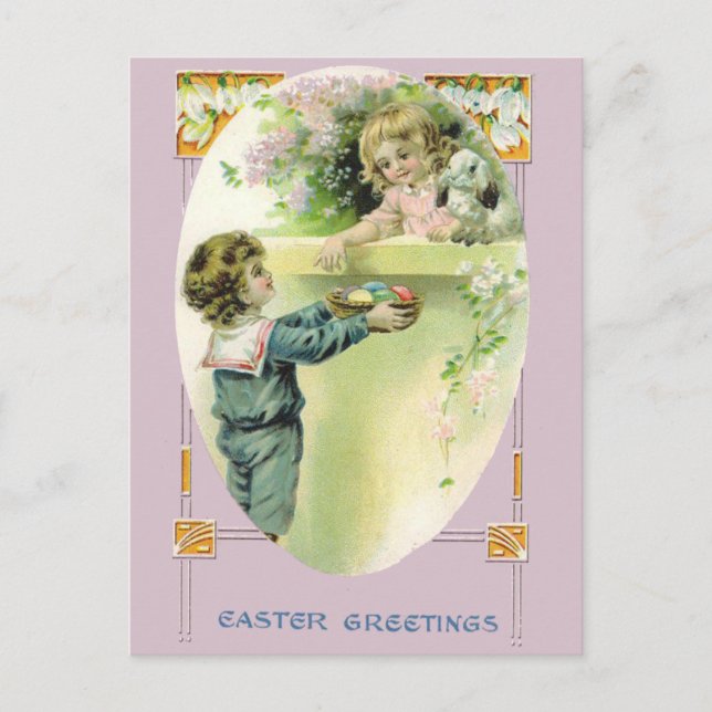 Easter Card with Vintage Illustration (Front)