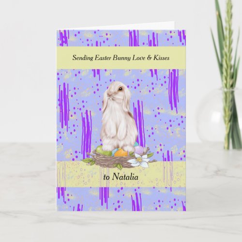 Easter Card with White Bunny for Young Girl