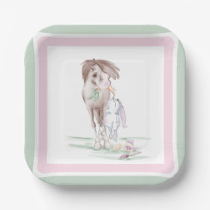 Easter cardboard plate with horse and oyster