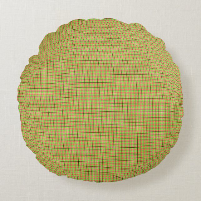 Easter Carrot Colors Plaid Pattern Round Pillow (Front)