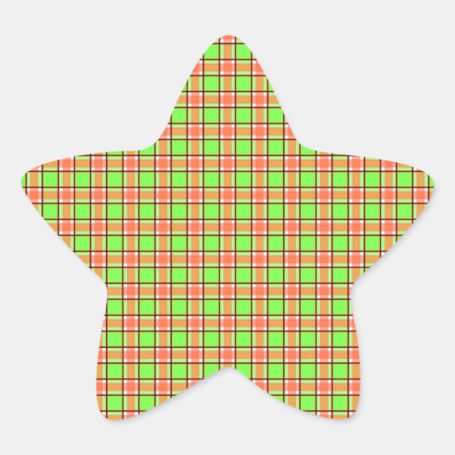 Easter Carrot Colors Plaid Pattern Star Sticker (Front)