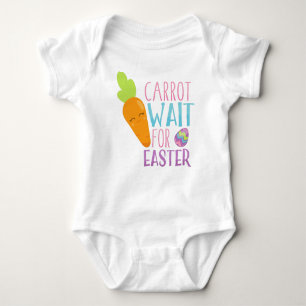 Easter, Carrot Wait For Easter, Easter Eggs Baby Bodysuit