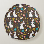 Easter Cartoon Style Seamless Drawing Round Pillow