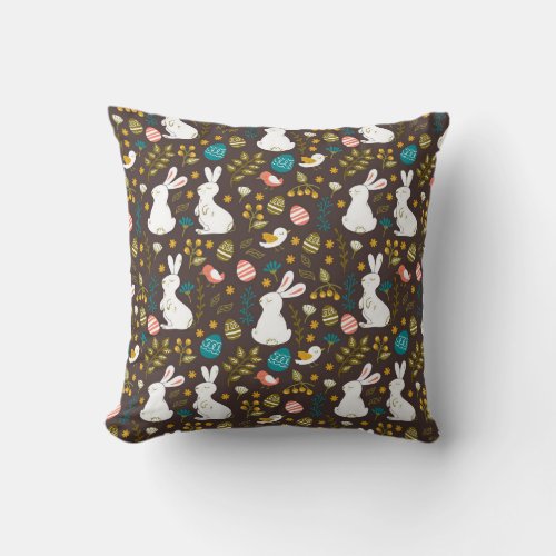 Easter Cartoon Style Seamless Drawing Throw Pillow