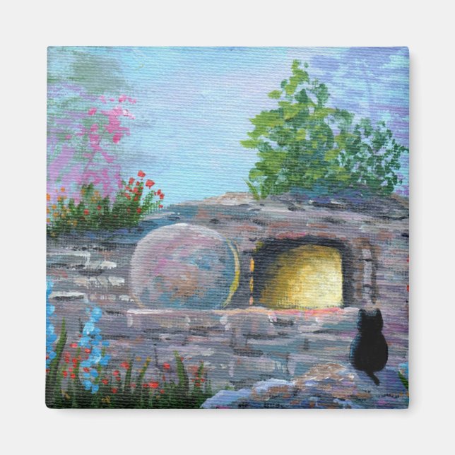 Easter Cat Christian Art Empty Tomb Magnet (Front)