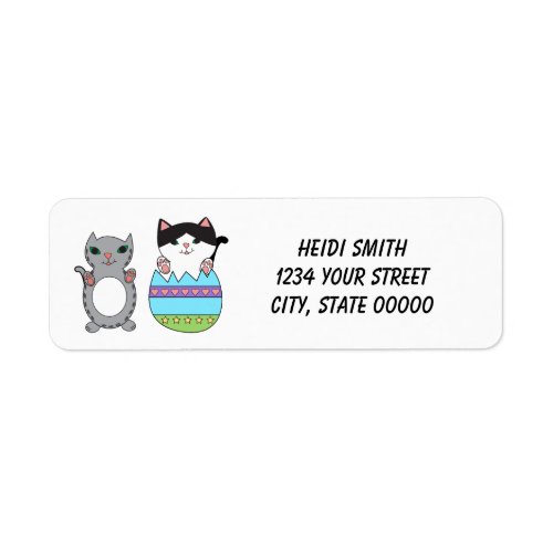 Easter Cat Colorful Egg Cute Personalize Label