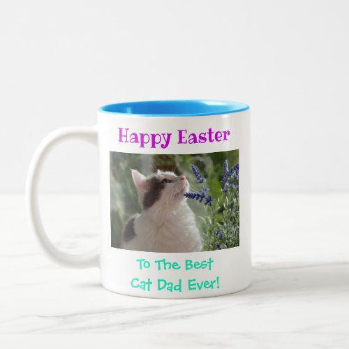 Easter Cat Dad Worlds Best Ever Pet Photo Two_Tone Coffee Mug