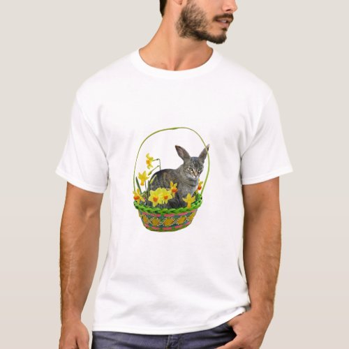 Easter Cat in Daffodils Tshirt