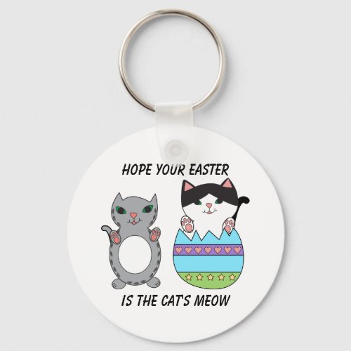 Easter Cat Meow Cute Cartoon Egg Personalize Keychain