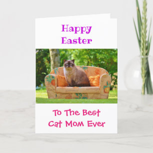 Easter Cat Mom World's Best Ever Pet Photo Holiday Card