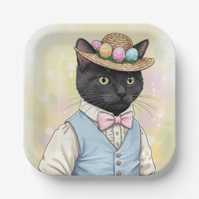 Easter Cat Paper Plates (Front)